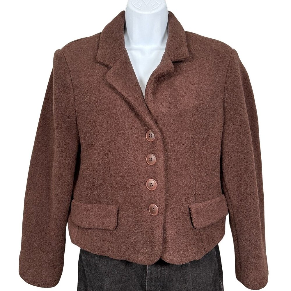 Vintage Women Express Campagnie Fleece Blazer Jacket Medium Brown NWT Academia‎